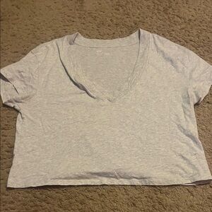 Aerie Light Gray V-Neck Crop Top